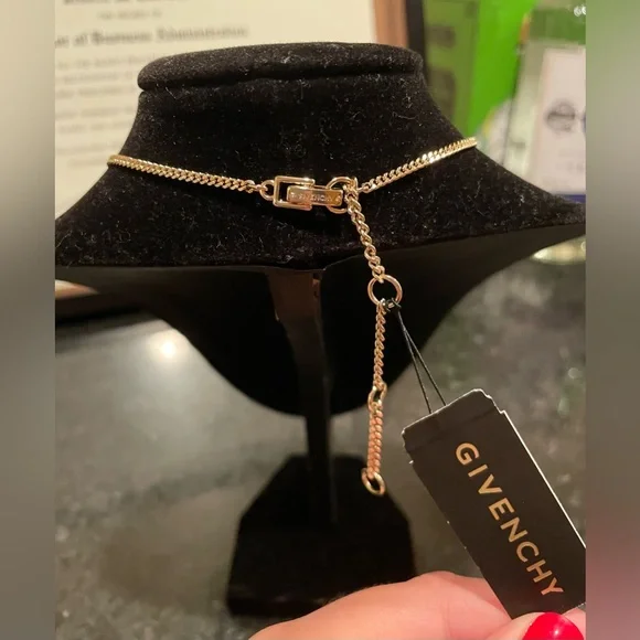 Givenchy Gold Pave Logo Necklace - Picture 5 of 6